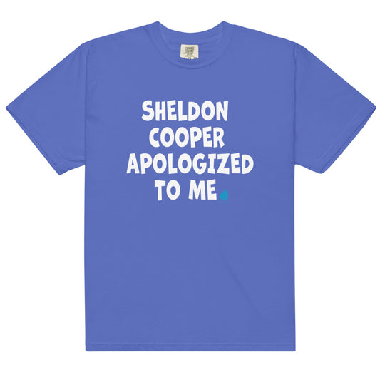 The big bang theory sheldon cooper apologized comfort colors t-shirt - flo blue
