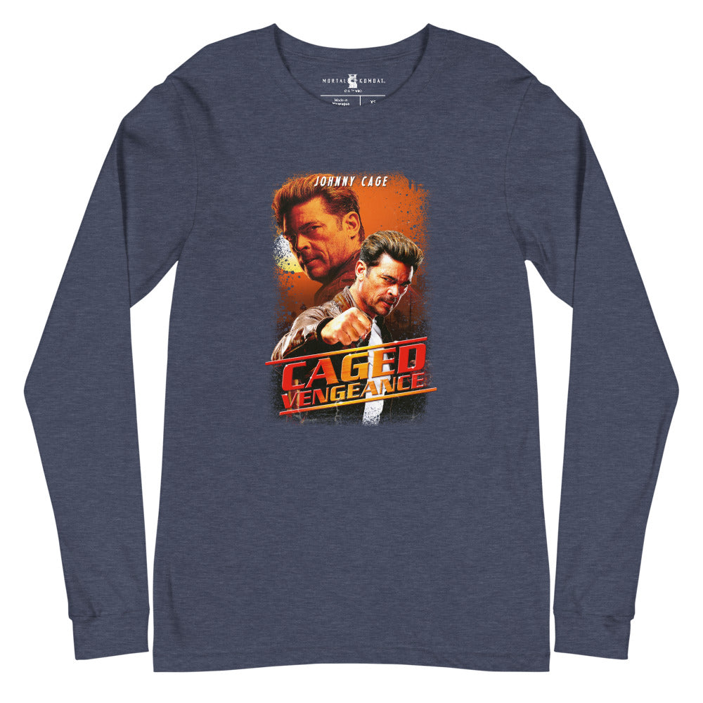 Mortal Kombat 2 Caged Vengeance Long Sleeve T-Shirt Heather Navy