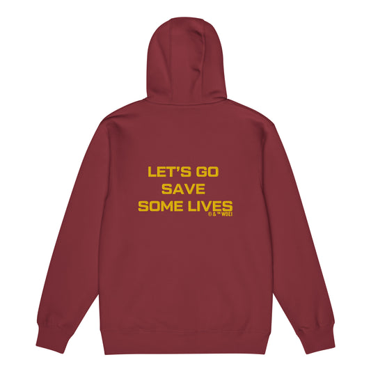 The pitt embroidered full zip hoodie let's go save some lives - burgundy