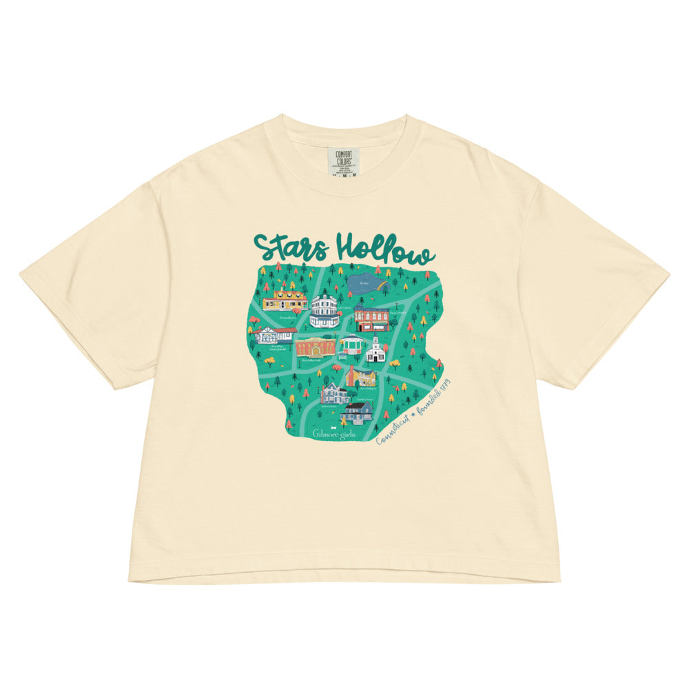 Gilmore Girls Stars Hollow Map Women's Comfort Colors Boxy T-Shirt Ivory