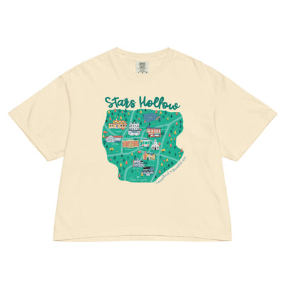 Gilmore Girls Stars Hollow Map Women's Comfort Colors Boxy T-Shirt Ivory