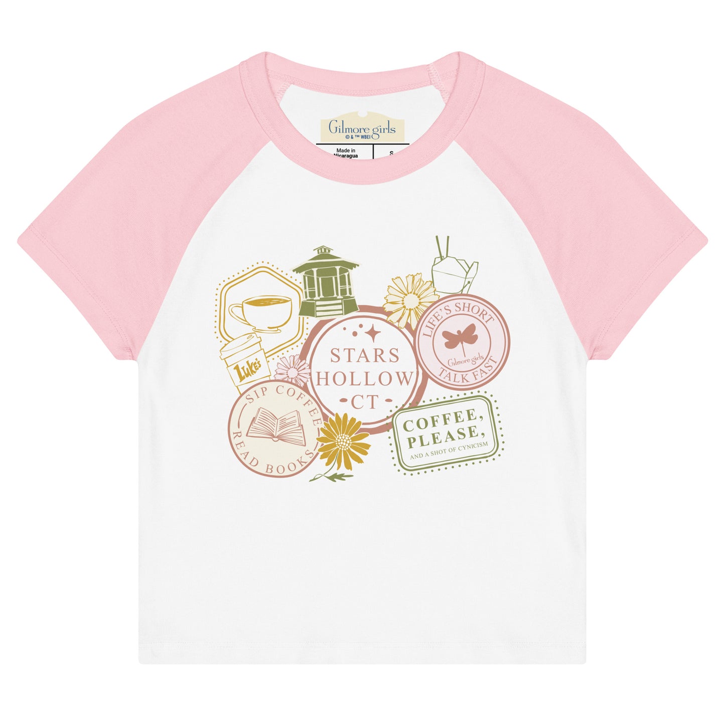 Gilmore Girls Women's Baby Raglan Tee Stars Hollow CT