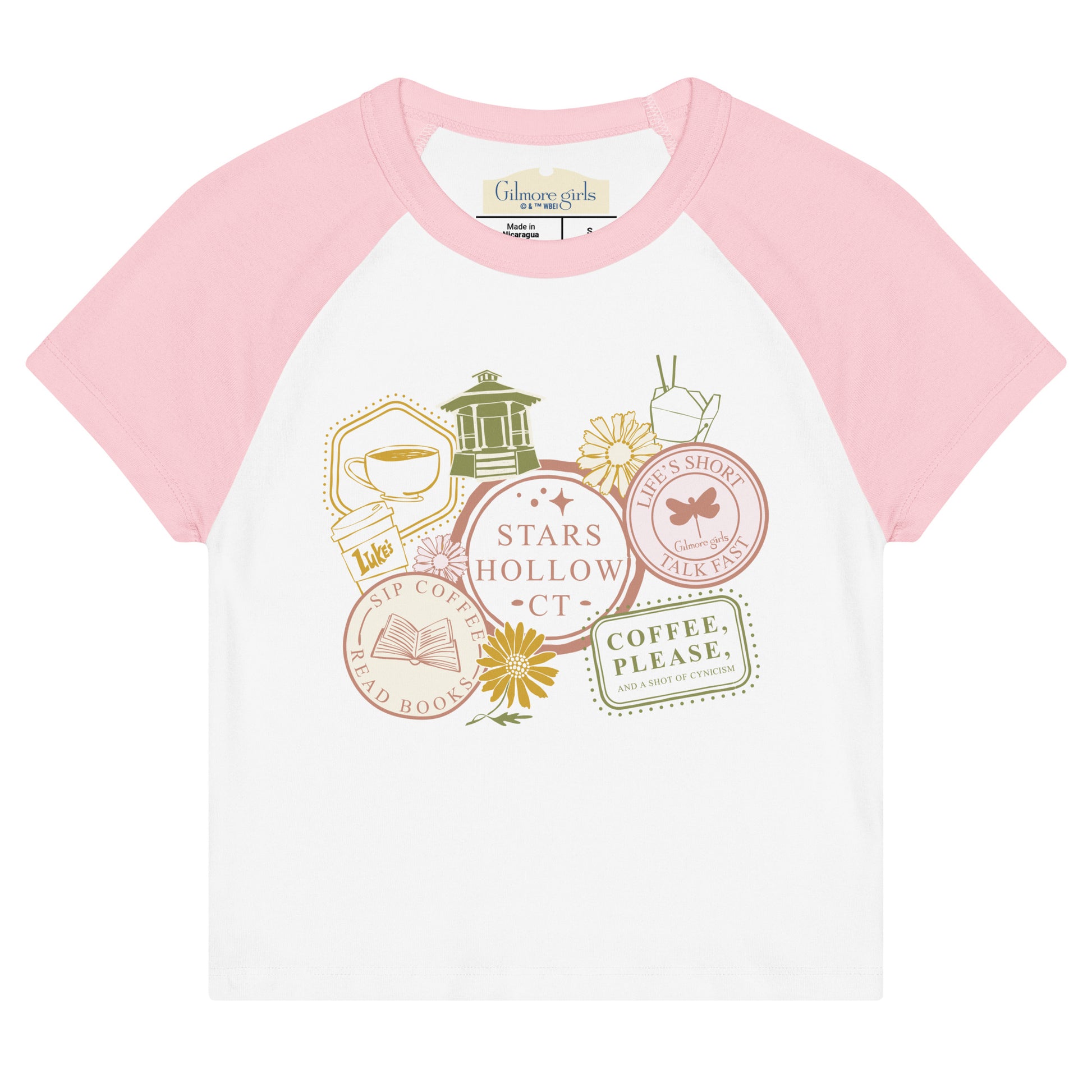 Gilmore Girls Women's Baby Raglan Tee Stars Hollow CT