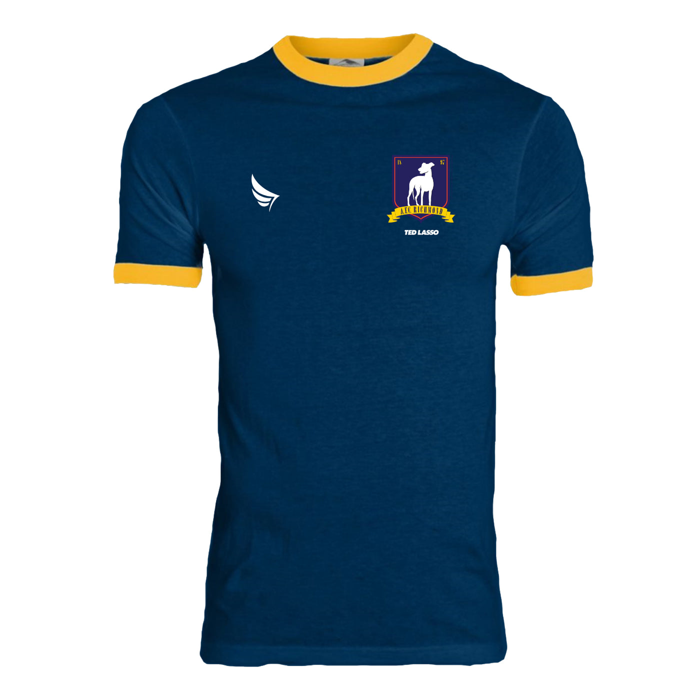 Ted Lasso A.F.C. Richmond Crest Ringer T-Shirt Navy Gold