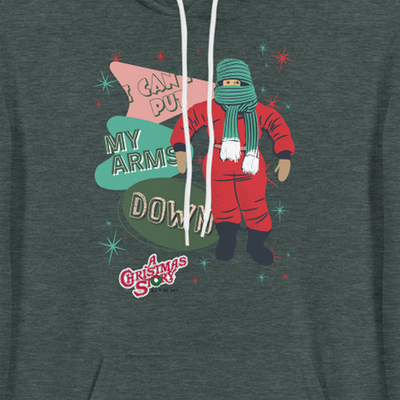 A Christmas Story Can't Put My Arms Down Adult Fleece Hooded Sweatshirt