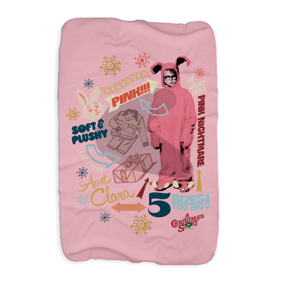 A Christmas Story Pink Nightmare Sherpa Blanket