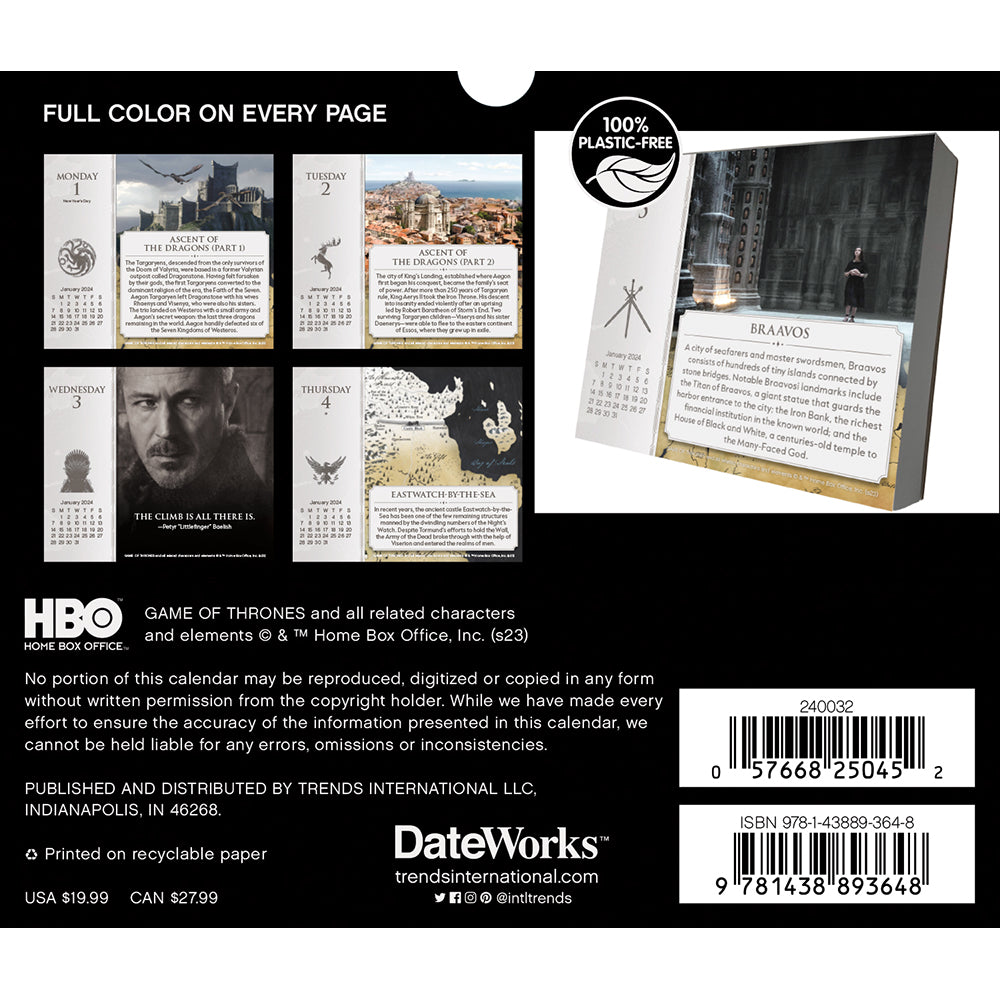 Game of Thrones 2024 Box Calendar Warner Bros. Shop