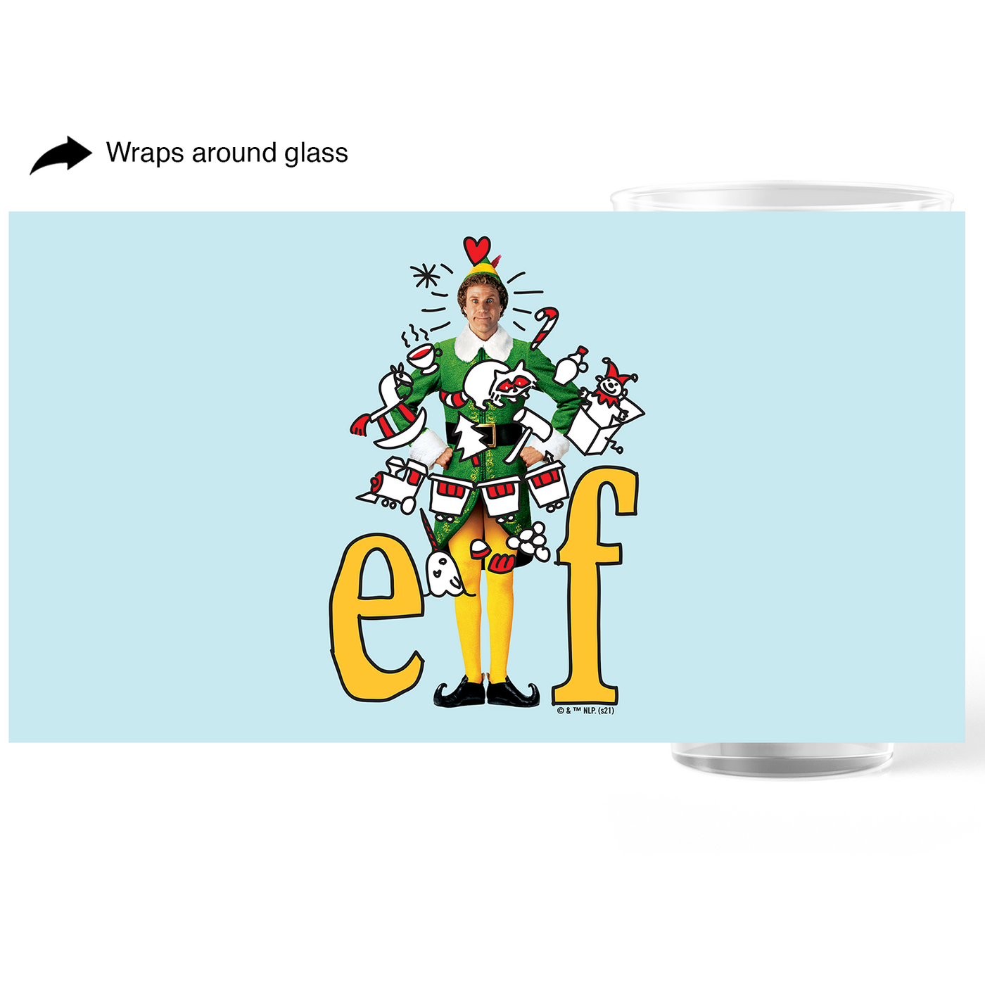 Elf Logo Collage 17 oz Drinking Glass