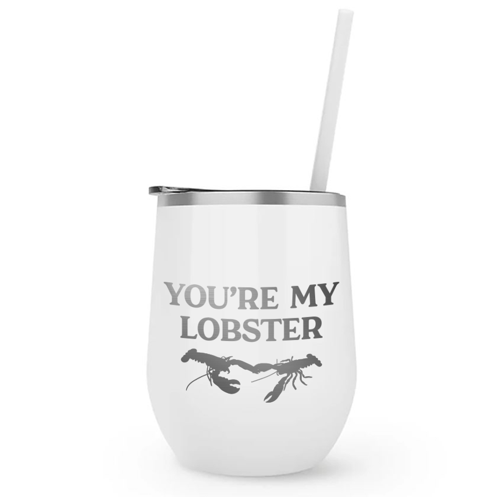 Friends Lobster Couple Laser Engraved Wine Tumbler with Straw