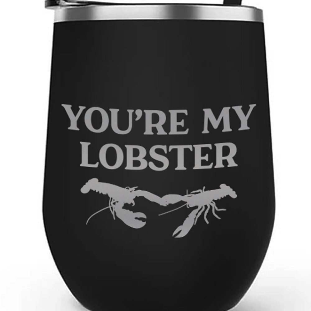 Friends Lobster Couple Laser Engraved Wine Tumbler with Straw