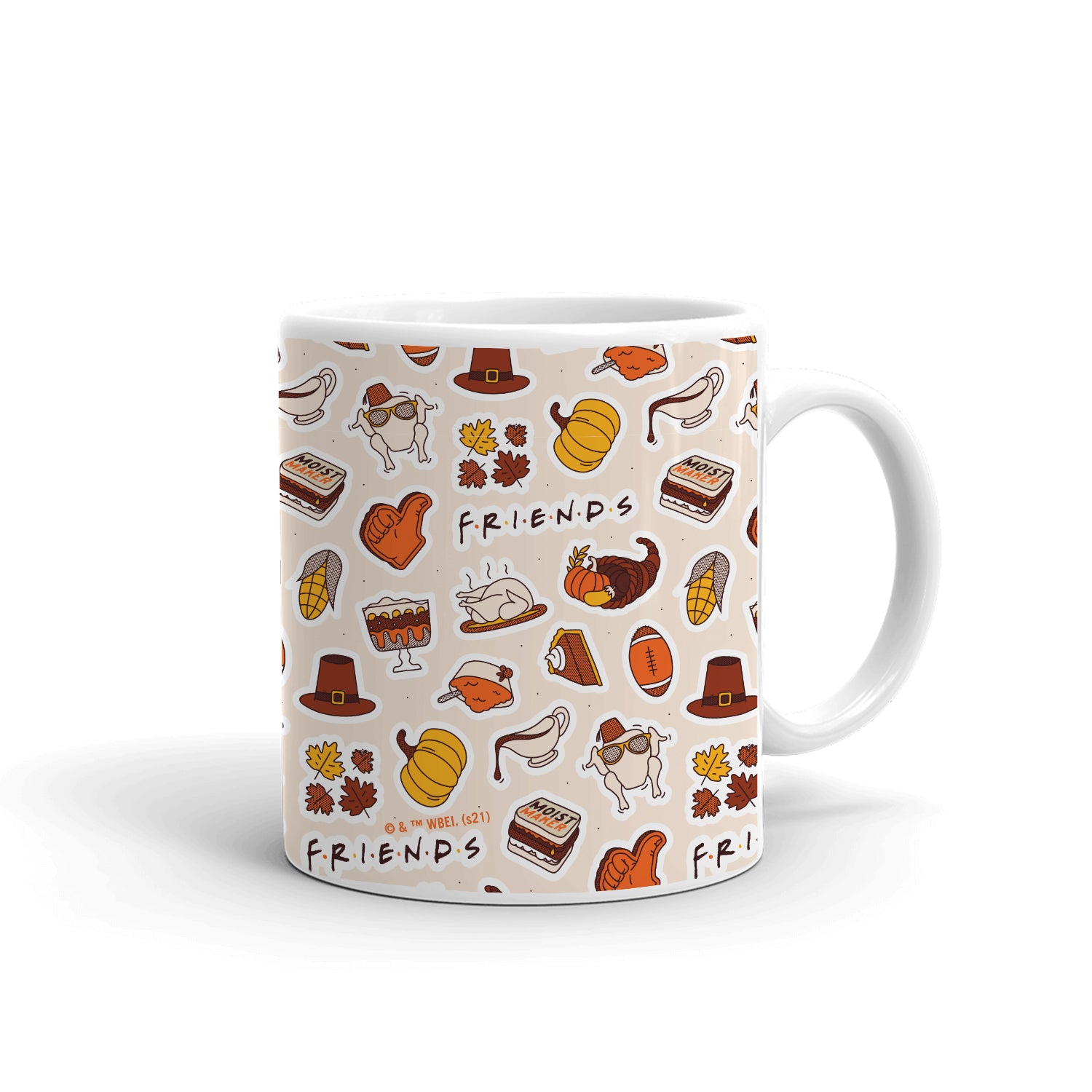 Friends Thanksgiving Pattern White Mug