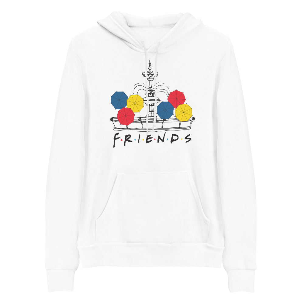 Friends Umbrellas & Fountain Adult Fleece Hooded Sweatshirt