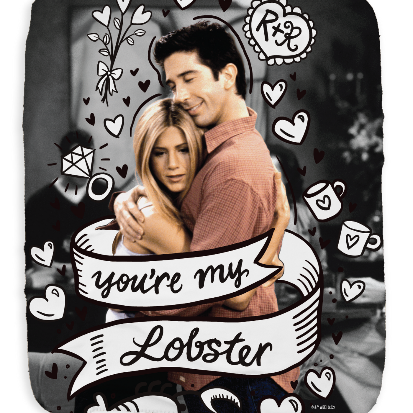 Friends You're My Lobster Rachel & Ross Sherpa Blanket