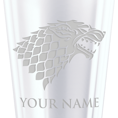 Game of Thrones House Stark Personalized Laser Engraved Pint Glass