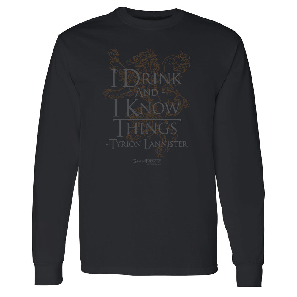 Game of Thrones I Drink and I Know Things Adult Long Sleeve T-Shirt