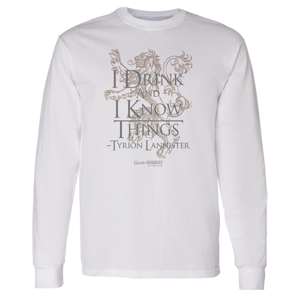 Game of Thrones I Drink and I Know Things Adult Long Sleeve T-Shirt