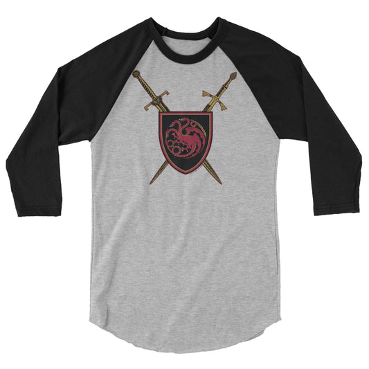 House of the dragon swords unisex 3/4 sleeve raglan shirt - grey/black