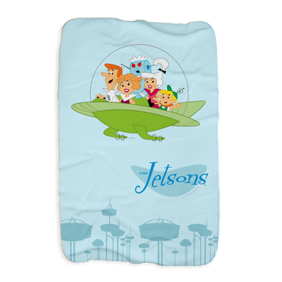 The Jetsons Family Ship Sherpa Blanket