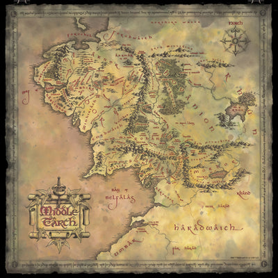 Lord Of The Rings Map Of Middle Earth Premium Satin Poster