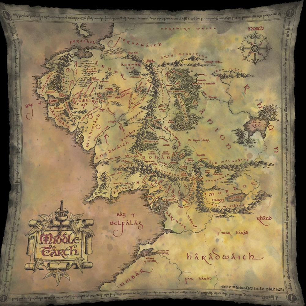 Lord Of The Rings Map Of Middle Earth Throw Pillow
