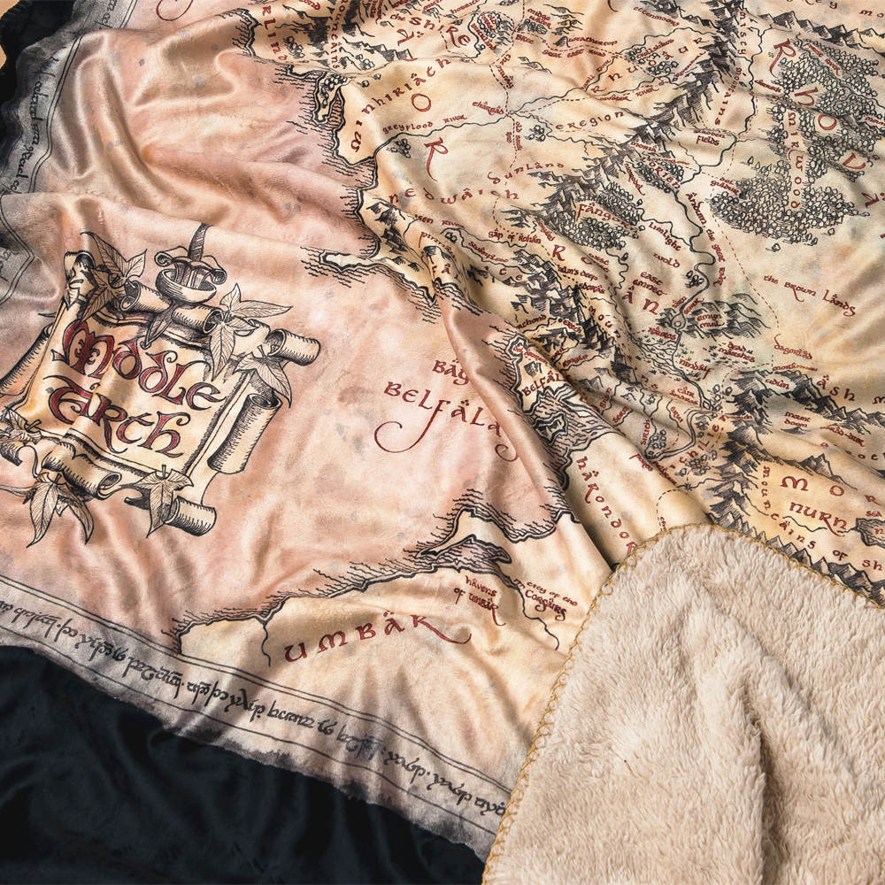  The Lord of The Rings Blanket, 50x60 Black Map of