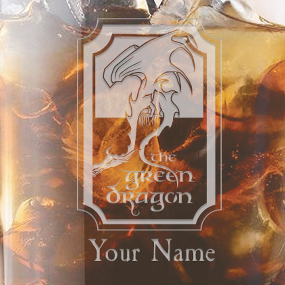 Lord Of The Rings The Green Dragon Pub Personalized Laser Engraved Rocks Glass
