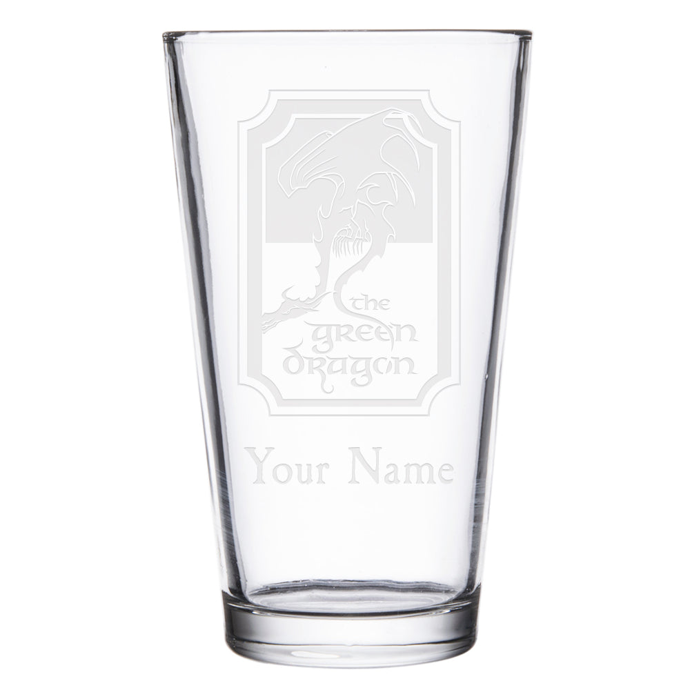 The Lord of the Rings The Green Dragon Pub Personalized Laser Engraved Pint Glass