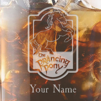 Lord Of The Rings The Prancing Pony Pub Personalized Laser Engraved Rocks Glass