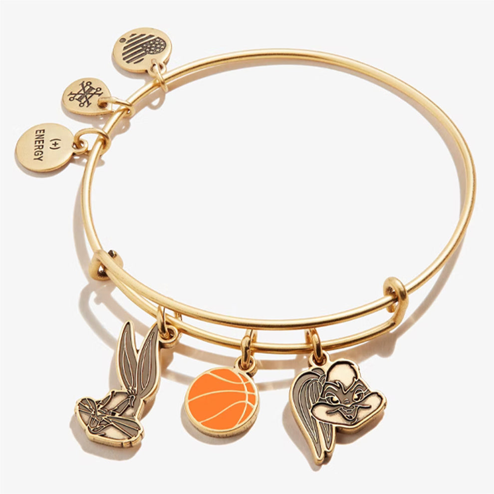 Looney Tunes Bugs and Lola Trio Charm Gold Bracelet