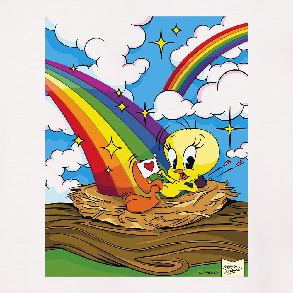 Looney Tunes Tweety Bird Rainbow Nest Adult T-Shirt