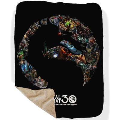 Exclusive Mortal Kombat 30th Anniversary Logo Sherpa Blanket