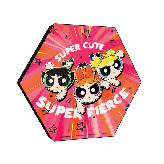 The Powerpuff Girls Super Cute Super Fierce Knexagon Wood Print