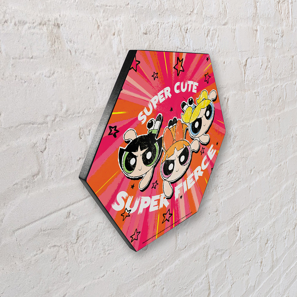 The Powerpuff Girls Super Cute Super Fierce Knexagon Wood Print