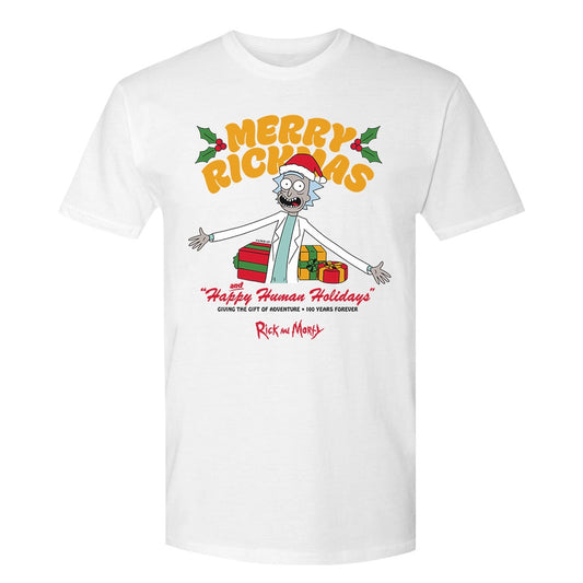 Rick and morty happy human holidays adult short sleeve t-shirt - white