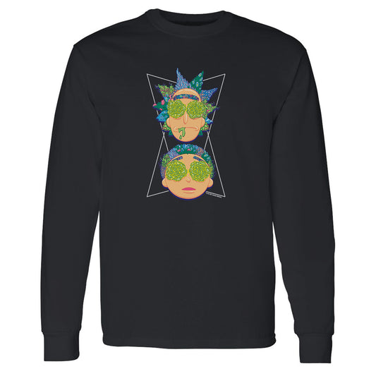 Rick and morty portal eyes adult long sleeve t-shirt - black
