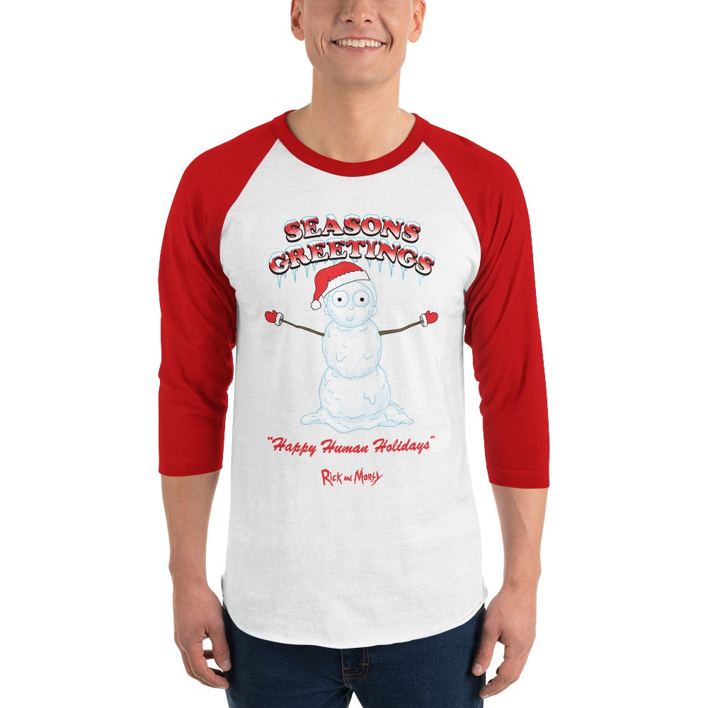 Rick and Morty Seasons Greetings Unisex 3/4 Sleeve Raglan Shirt