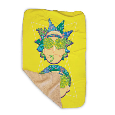 Rick and Morty Character Heads Sherpa Blanket