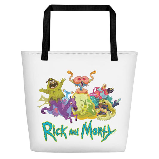 Rick and morty monster montage premium tote bag - white