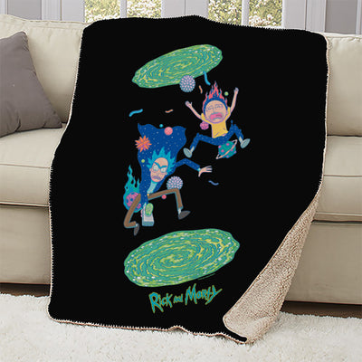 Rick and Morty Portal Jump Sherpa Blanket