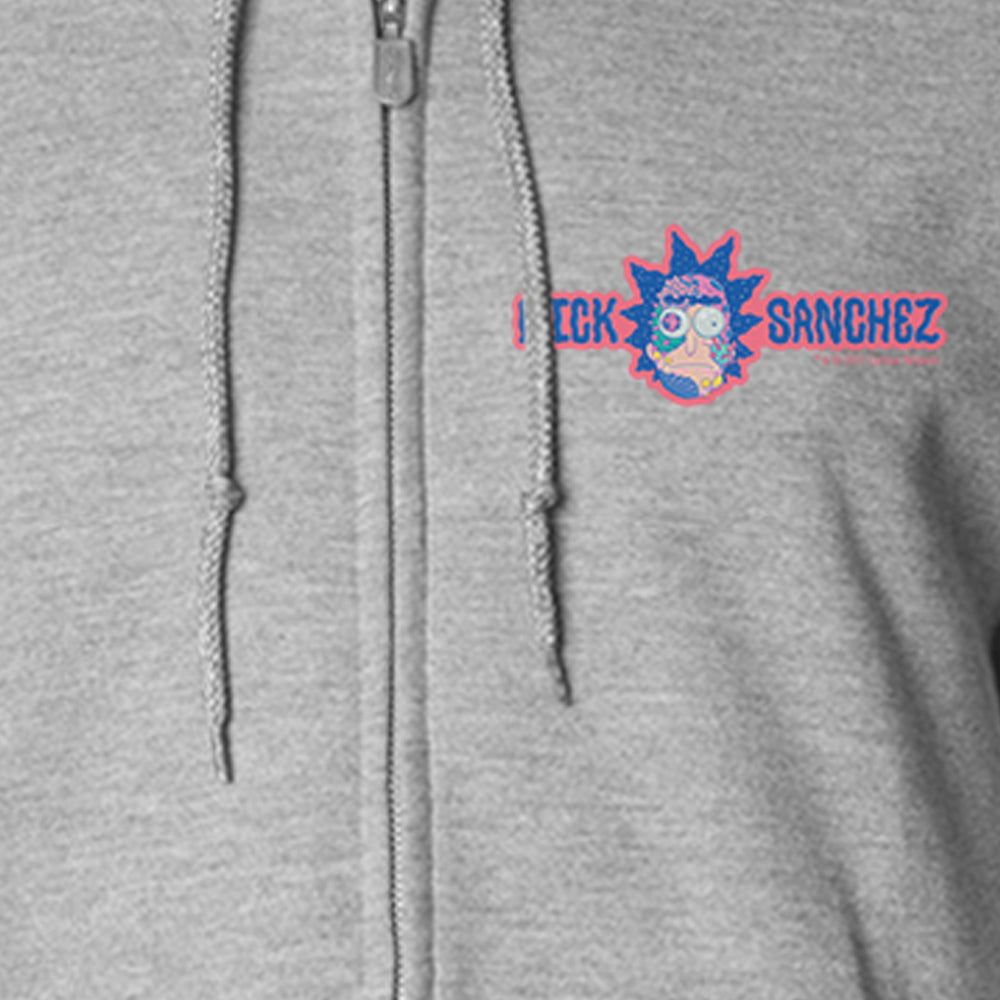 Rick and Morty Rick Sanchez Left Chest Fleece Zip-Up Hooded Sweatshirt