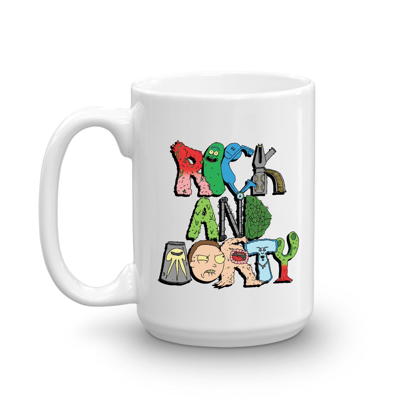 Rick and Morty Word Art White Mug