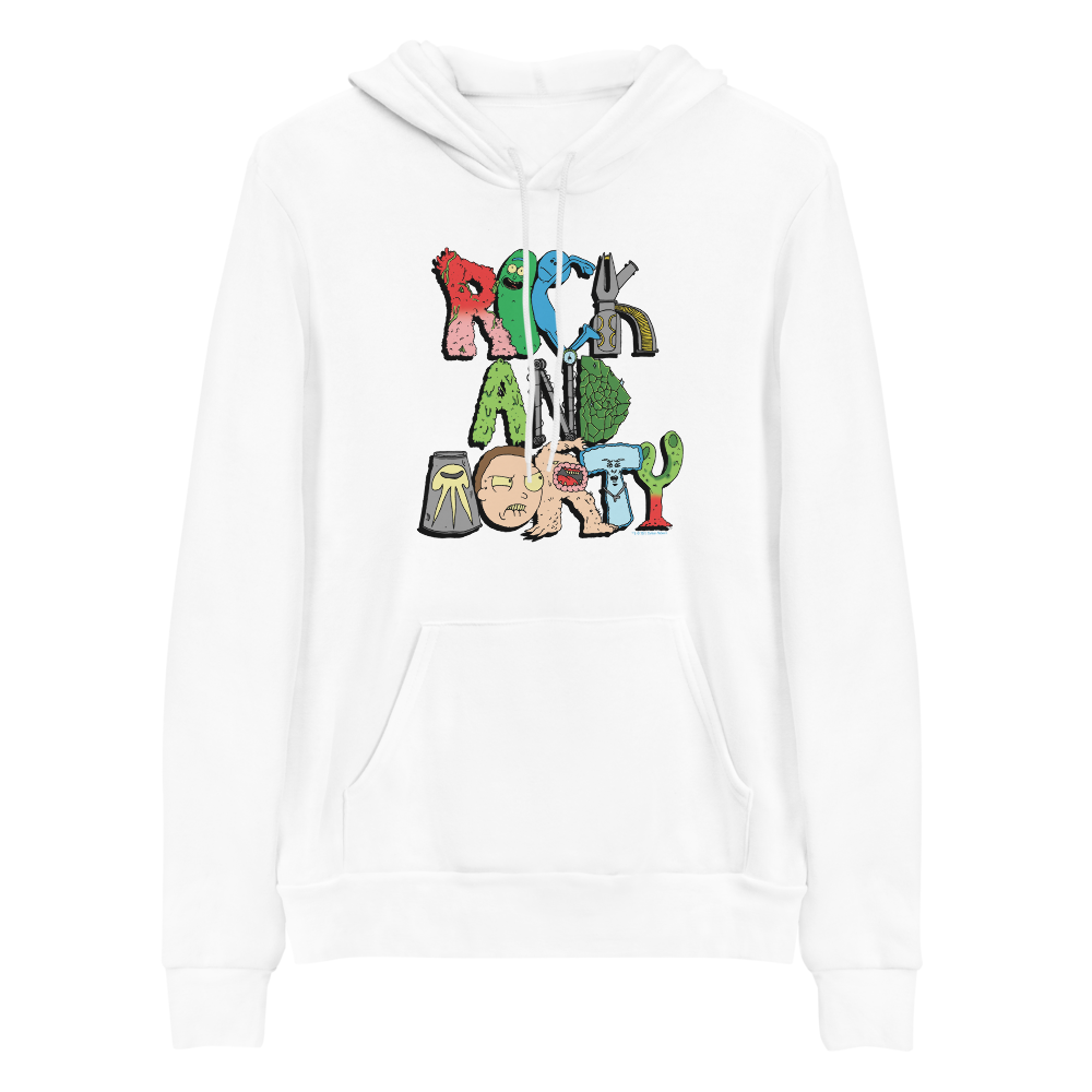 Rick and Morty Word Art Adult Fleece Hooded Sweatshirt