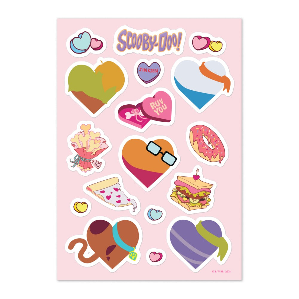 Scooby-Doo Hearts Kiss Cut Sticker Sheet