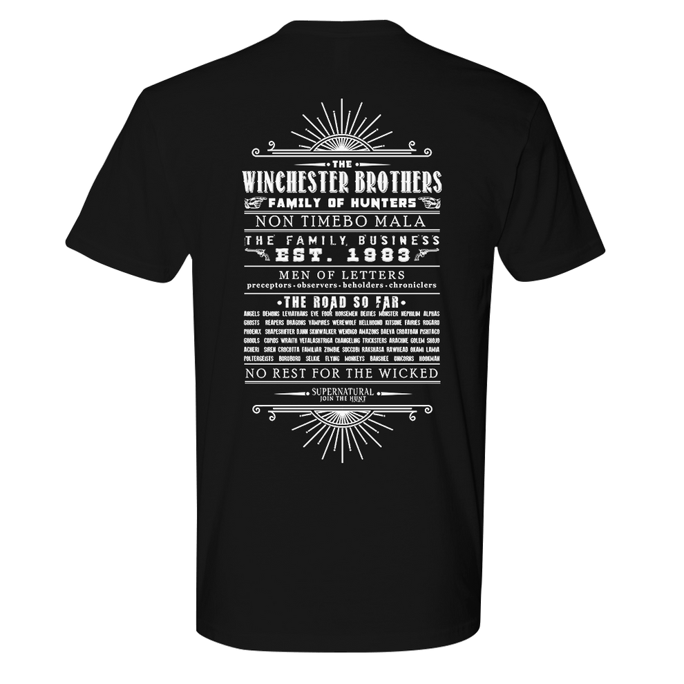 Supernatural Family of Hunters Adult Short Sleeve T-Shirt