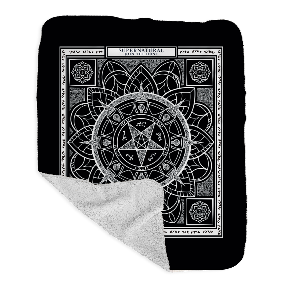 Supernatural Symbols Grey Sherpa Blanket