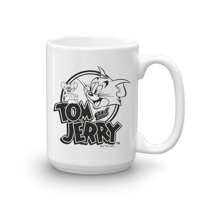 Tom and Jerry Happy! Black Logo White Mug