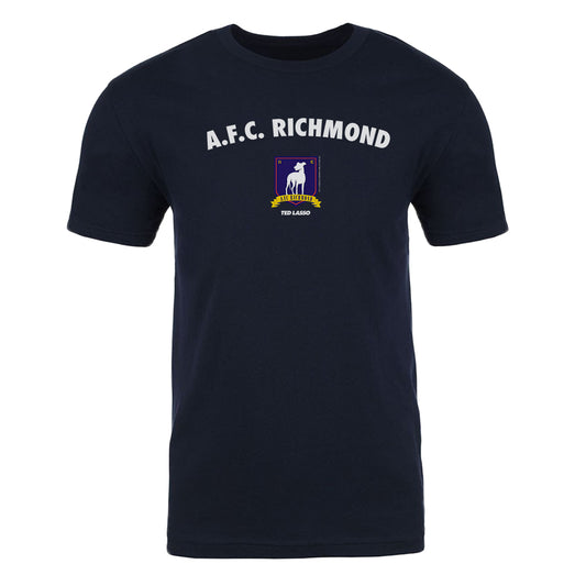 Ted lasso a.f.c. richmond arch and crest adult short sleeve t-shirt - midnight navy