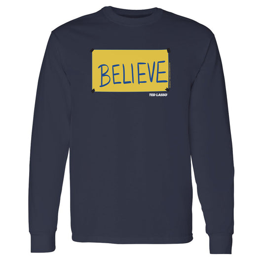Ted lasso believe sign adult long sleeve t-shirt - navy