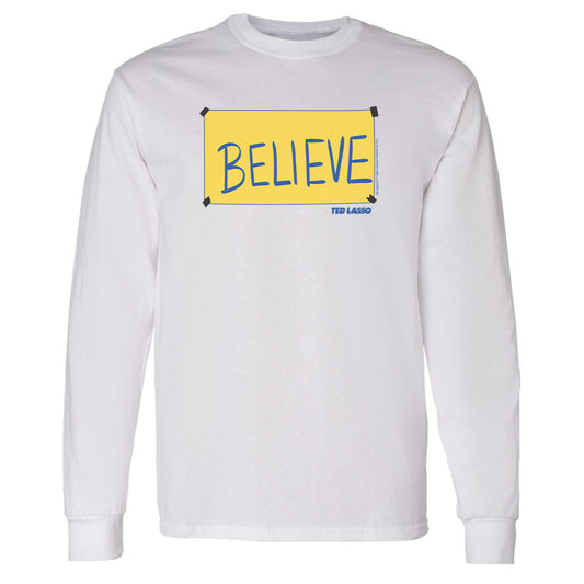 Ted lasso believe sign adult long sleeve t-shirt - white
