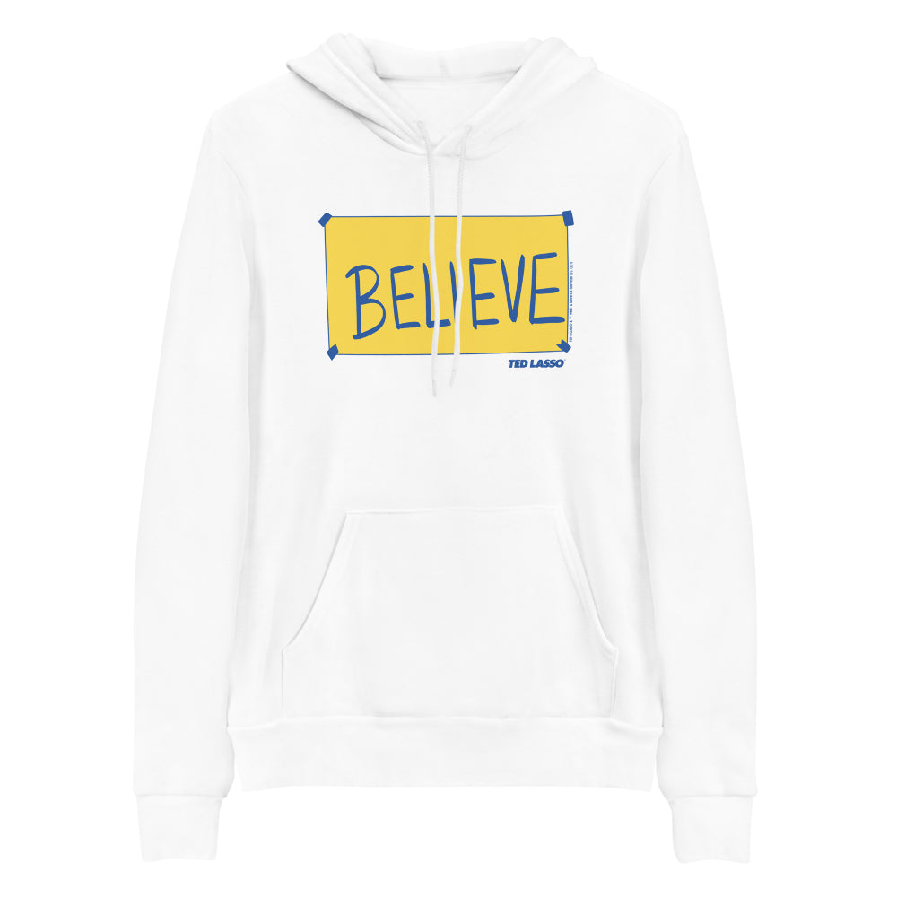 Autocollant Ted Lasso "Believe" 10x10cm - Bleu Et Jaune, Vinyle Brillant Imperméable Et Amovible